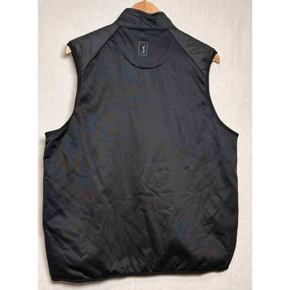 PGA Tour Vest Thermaflux Full Zipper‎ Black Size Medium Lightweight Golf NWT